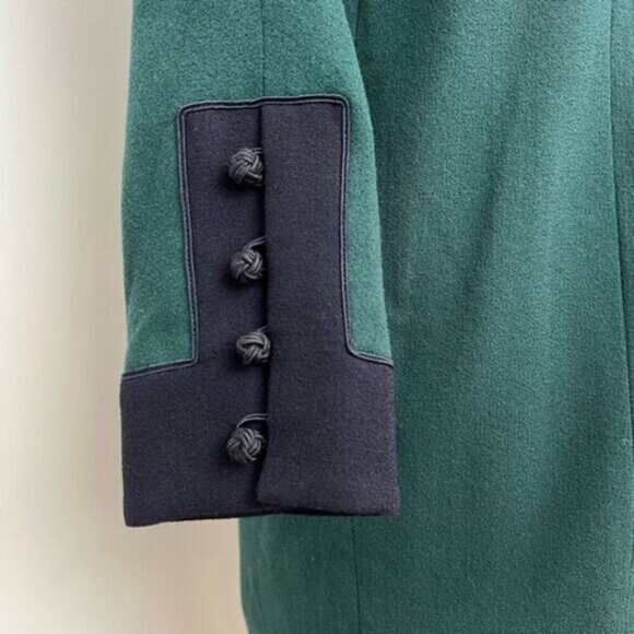 VTG Linda Allard Ellen Tracy Women 8 100% Wool Green Blue Buttoned Sweater Dress - Picture 6 of 15